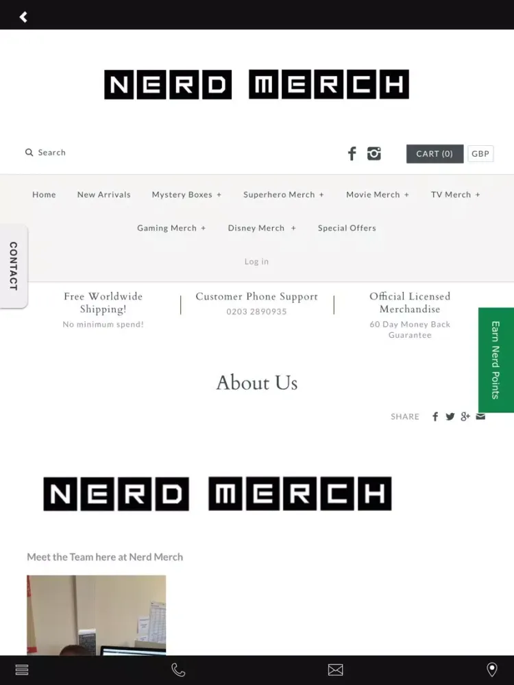 Tangkapan layar Nerd Merch iPad 