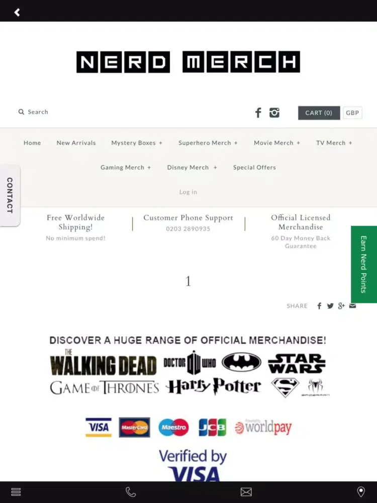 Tangkapan layar Nerd Merch iPad 