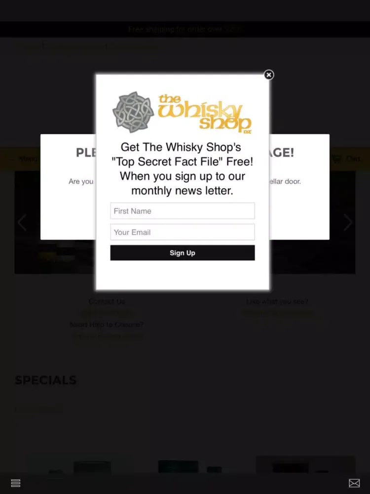 Tangkapan skrin Whisky Shop NZ iPad 