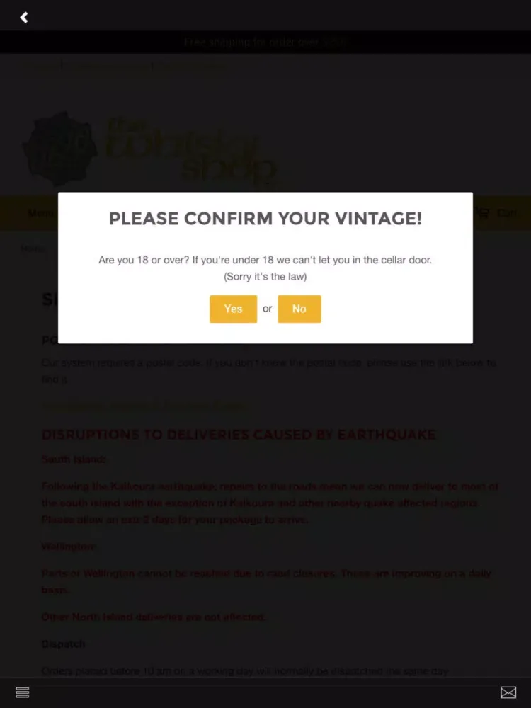 Tangkapan skrin Whisky Shop NZ iPad 