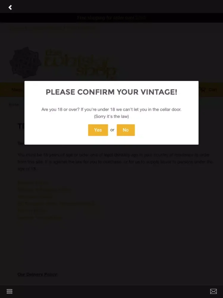 Tangkapan skrin Whisky Shop NZ iPad 