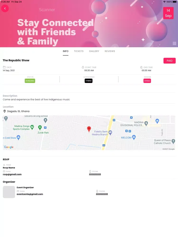 Event Centa iPad  स्क्रीनशॉट