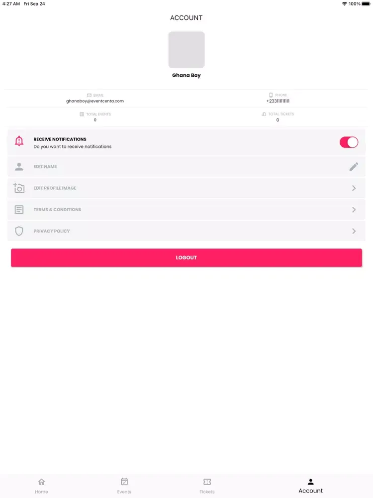 Event Centa iPad  स्क्रीनशॉट
