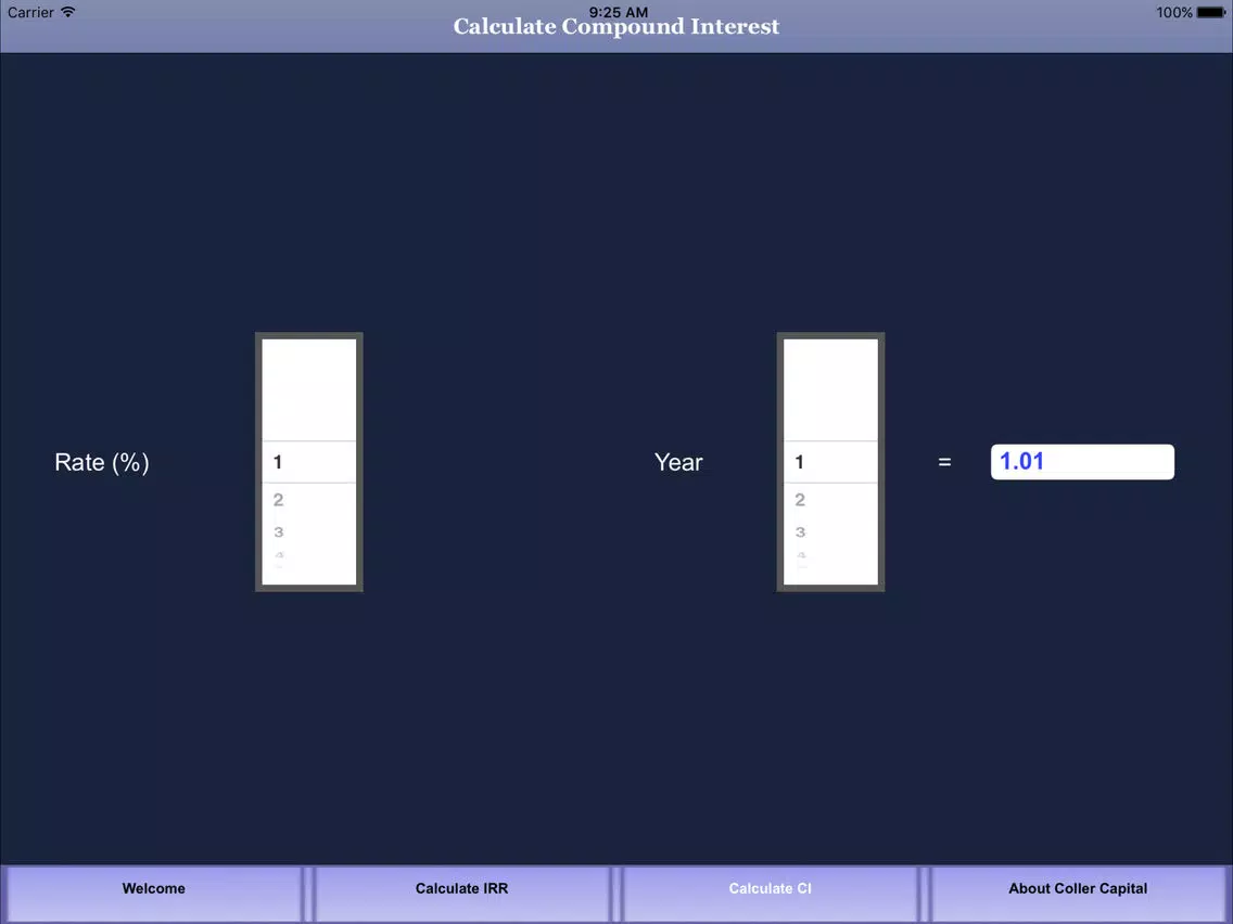 Coller Capital IRR Calculator App iPad  Screenshots