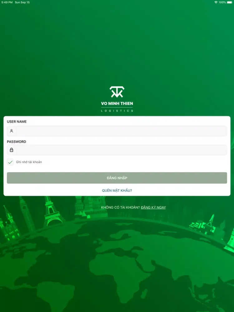 Screenshot di Võ Minh Thiên Logistics iPad 