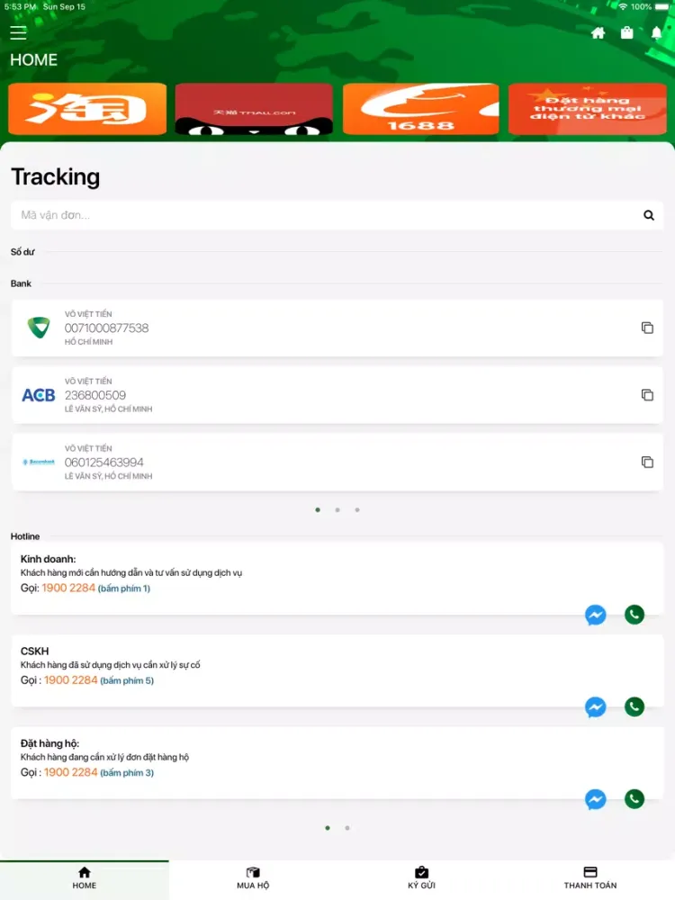 Screenshot di Võ Minh Thiên Logistics iPad 