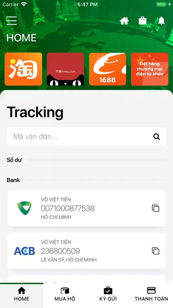 Screenshot di Võ Minh Thiên Logistics