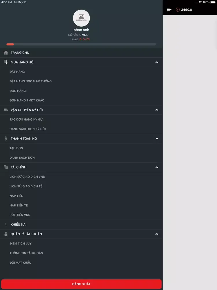 ภาพหน้าจอของ Hoàng Bách Order iPad 