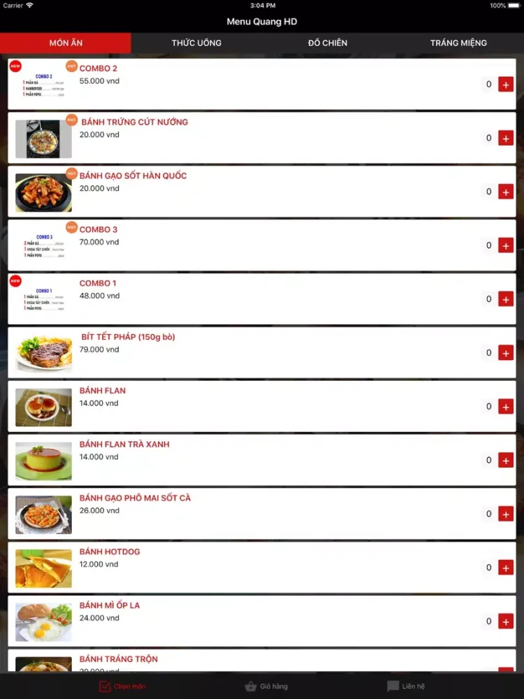 Tangkapan layar Menu QuangHD iPad 