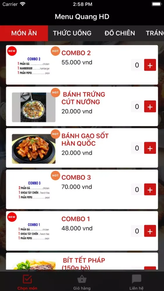 Tangkapan layar Menu QuangHD