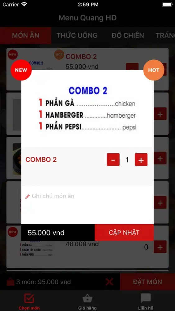 Tangkapan layar Menu QuangHD