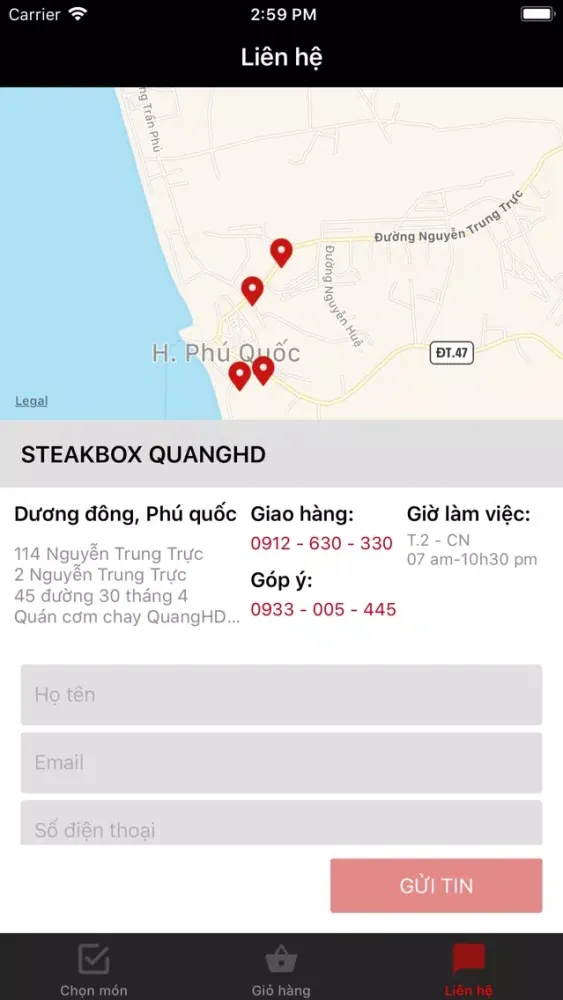 Tangkapan layar Menu QuangHD