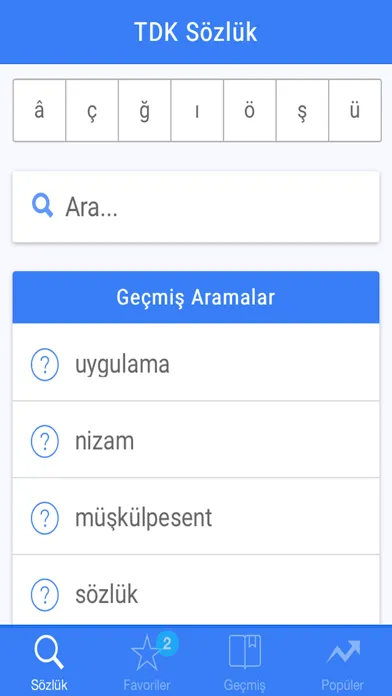 ภาพหน้าจอของ Türkçe Sözlük