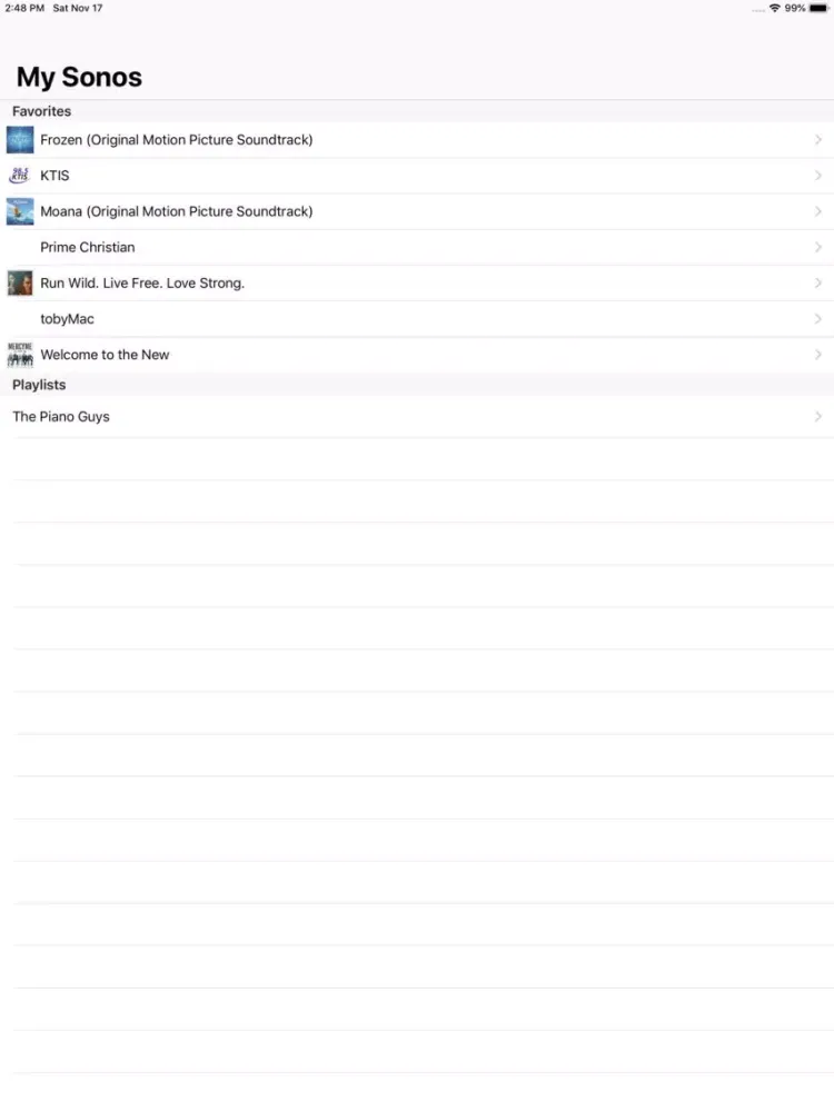 Captures d'écran de Sonos Automation iPad 