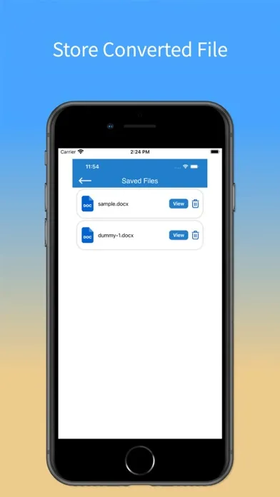 Capturas de tela do PDF to Word App