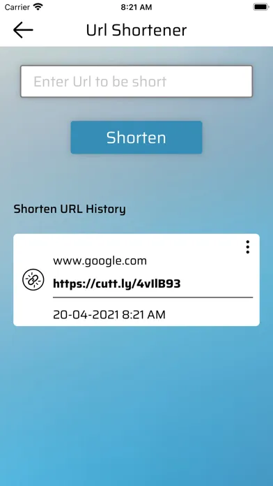 URL Shortener App Ekran Görüntüleri
