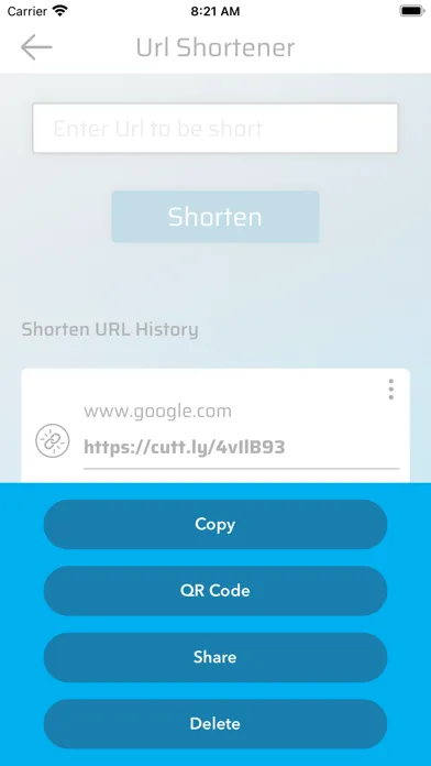 URL Shortener App Ekran Görüntüleri