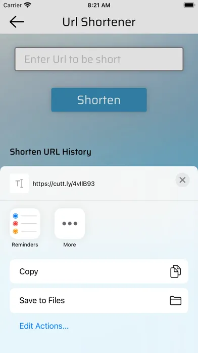 URL Shortener App Ekran Görüntüleri