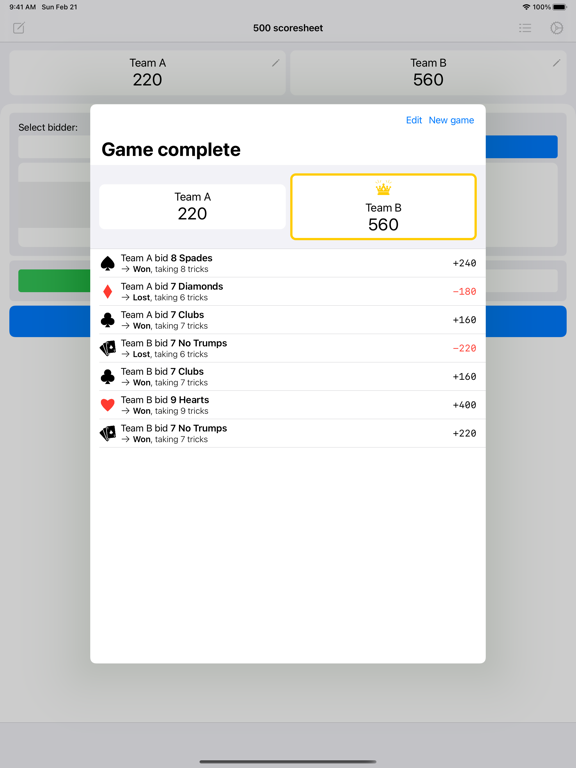 500 Scorer iPad  स्क्रीनशॉट