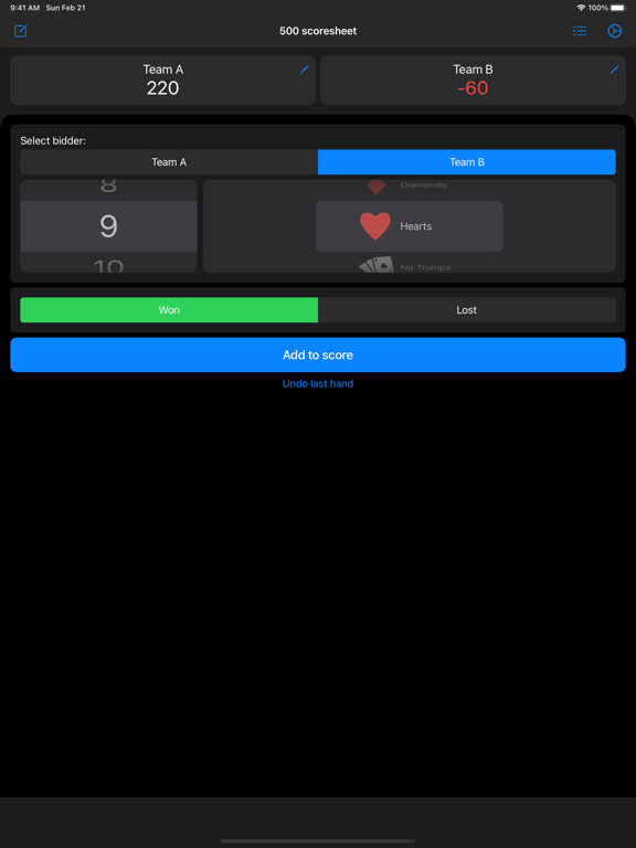 500 Scorer iPad  स्क्रीनशॉट