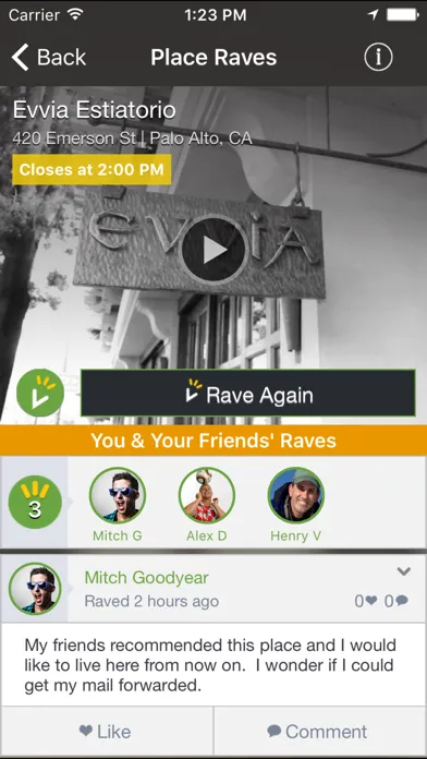Raved - Guide to Great Restaurants, Bars & Stores Nearby سکرین شاٹس