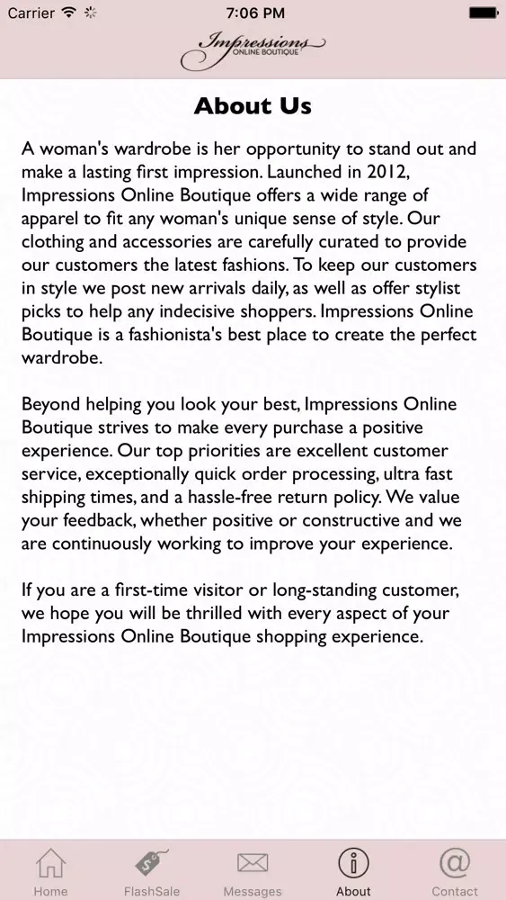 Tangkapan layar Impressions Online Boutique