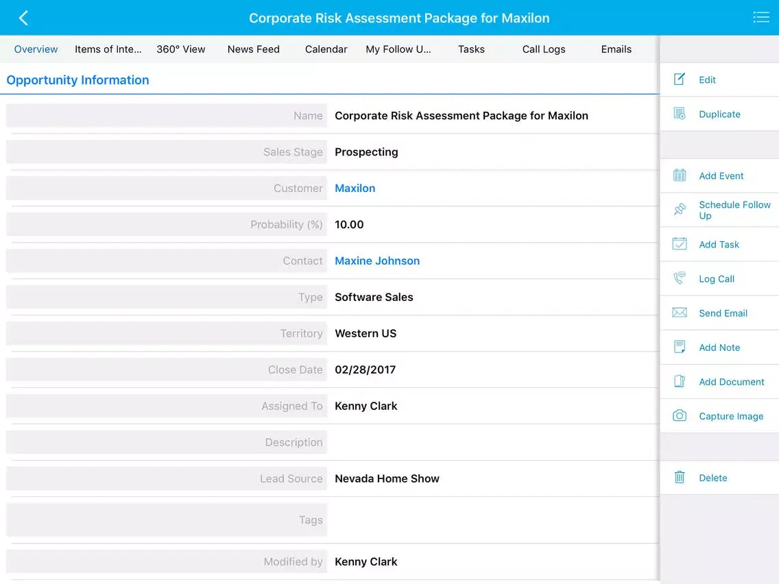 تصاویر Apptivo CRM iPad 