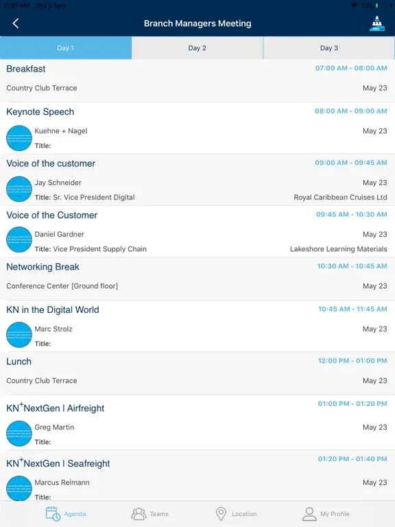 Capturas de tela do MeetApp Conference iPad 