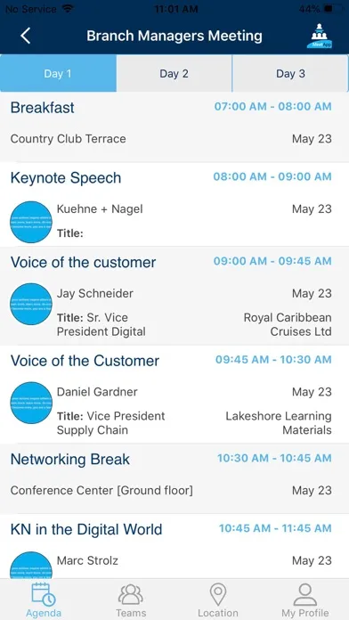 Capturas de tela do MeetApp Conference