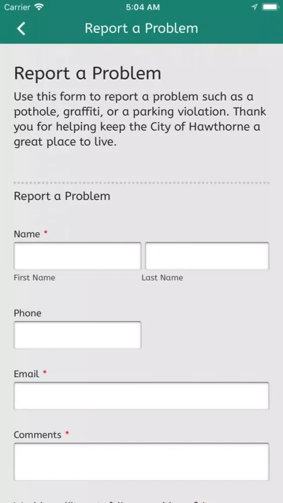 Capturas de tela do City of Hawthorne CA