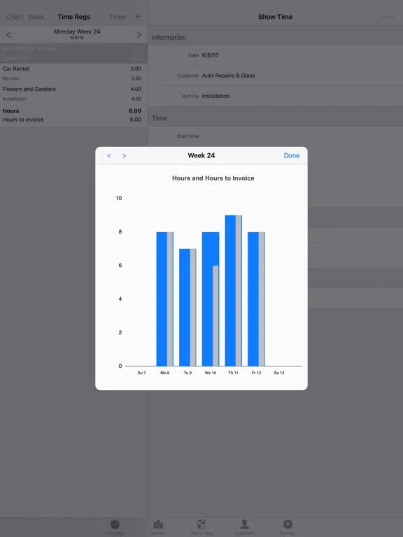 Ảnh chụp màn hình của Time to Invoice iPad 
