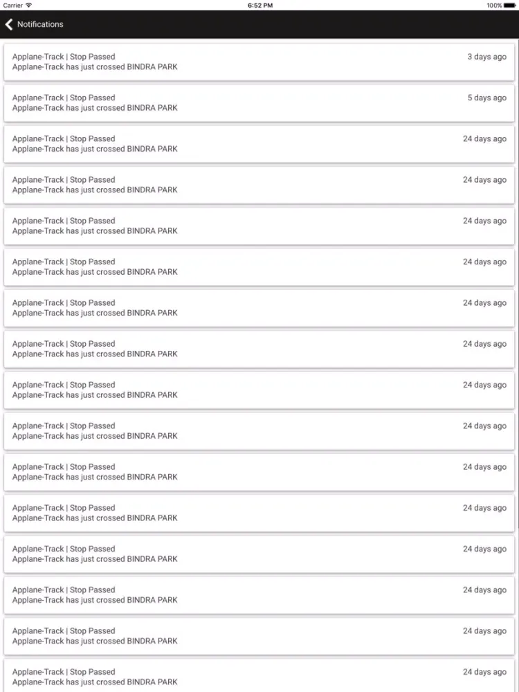 ภาพหน้าจอของ App Track iPad 