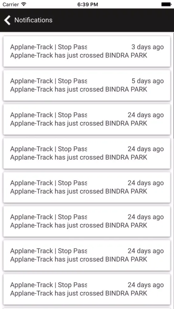ภาพหน้าจอของ App Track