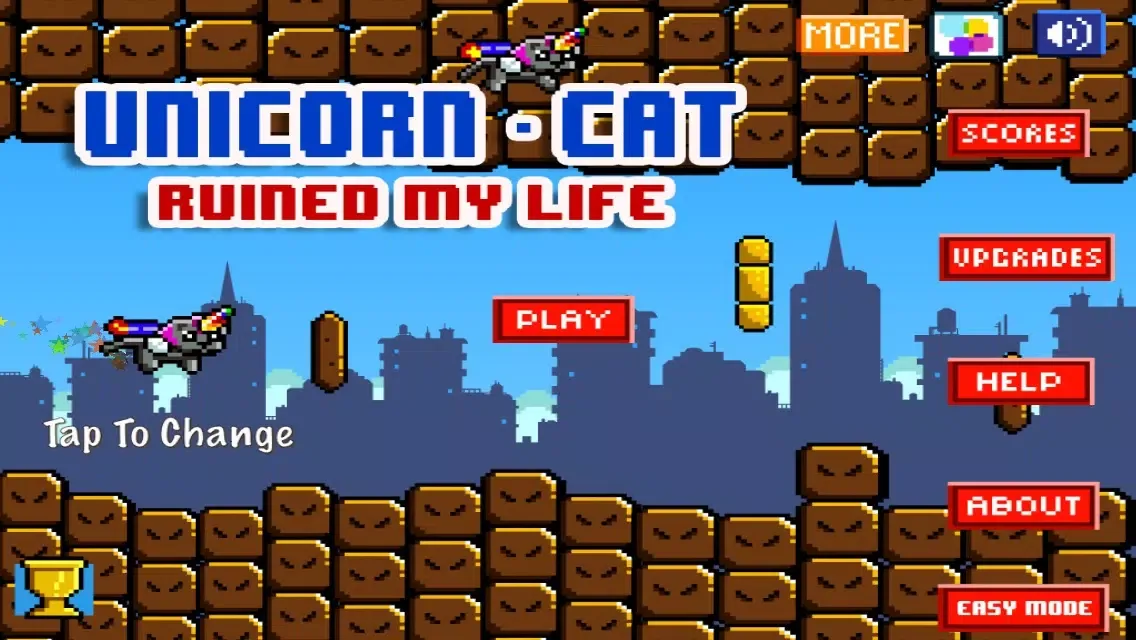Tangkapan layar Unicorn-Cat Ruined My Life: Impossible Magic Rainbow Side-Scroller Survival On A Crazy Little Adventure
