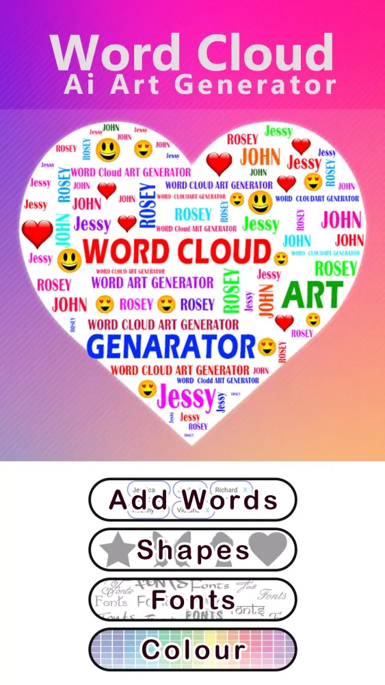 Capturas de pantalla de Word Cloud Ai Art Generator
