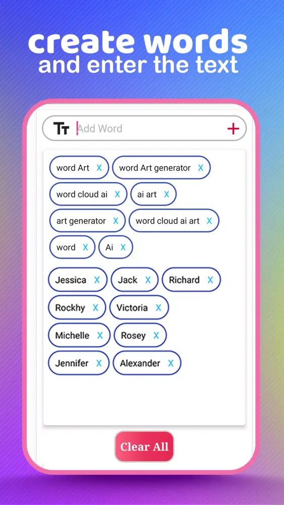 Capturas de pantalla de Word Cloud Ai Art Generator