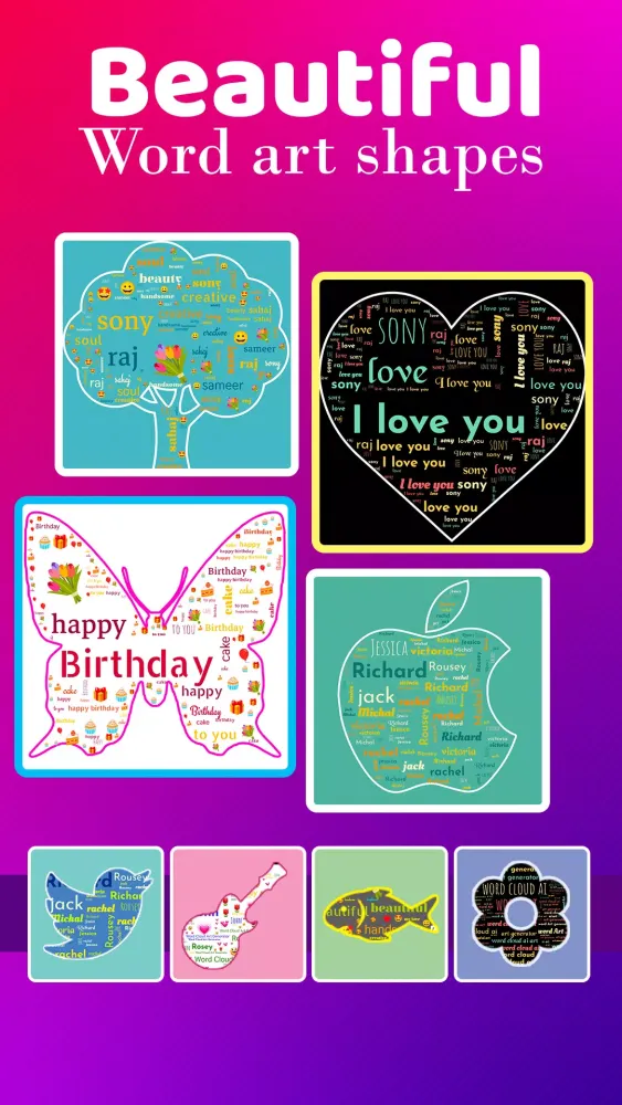 Capturas de pantalla de Word Cloud Ai Art Generator
