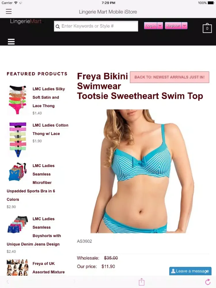 Lingerie Mart Wholesale iStore iPad  スクリーンショット