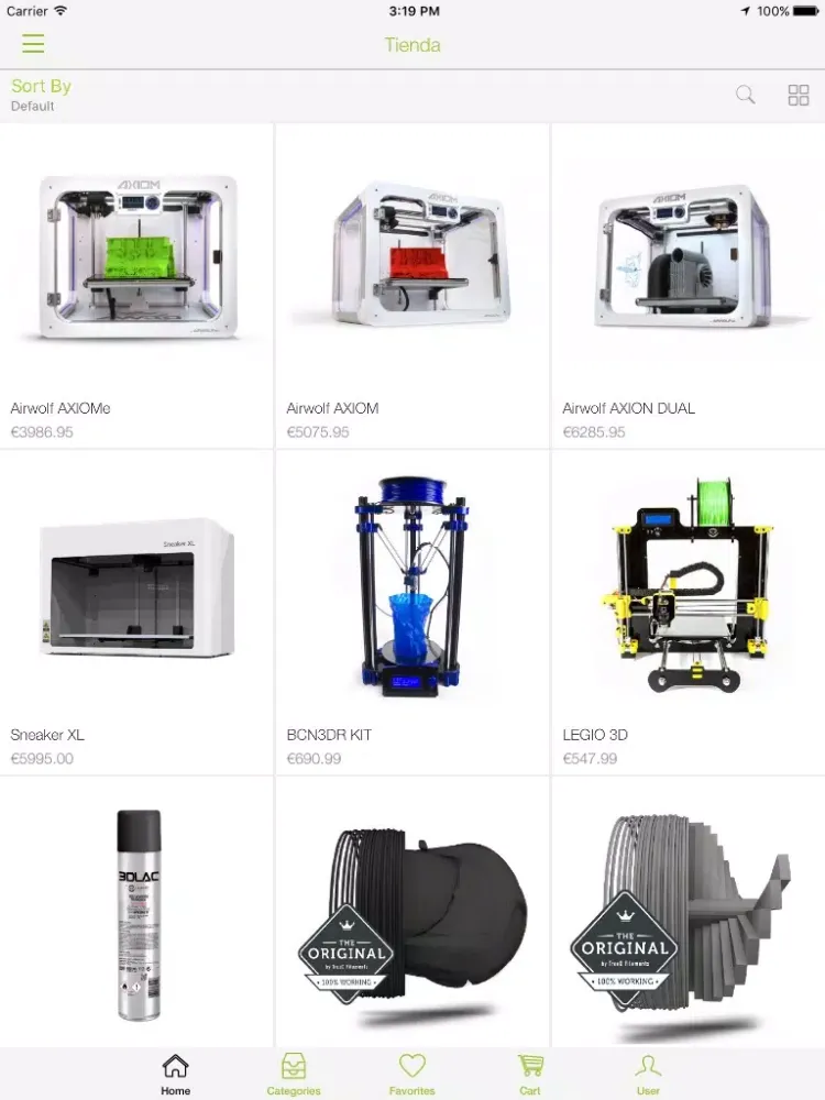 Tangkapan layar Impresoras3D.com iPad