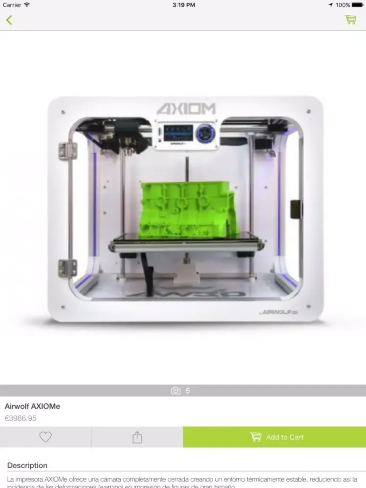 Tangkapan layar Impresoras3D.com iPad