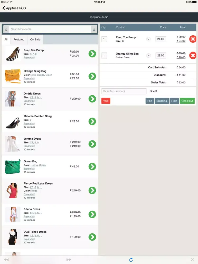 Apptuse POS iPad  Screenshots