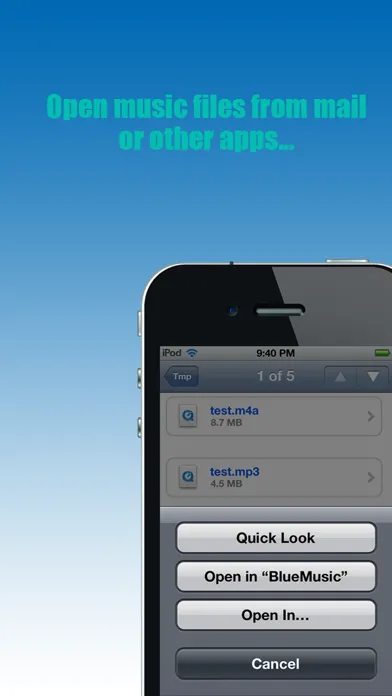 BlueMusic - "Open local music in other apps" سکرین شاٹس