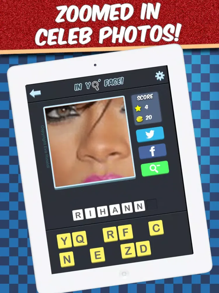 Zoomed in Celebrities Quiz - The best free word game to guess famous movie and tv celebrity photos iPad Screenshots