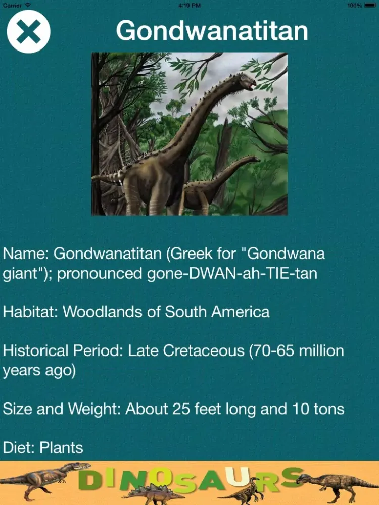 Capturas de tela do Dinosaur Dictionary - All Information About A-Z Dino Races iPad 