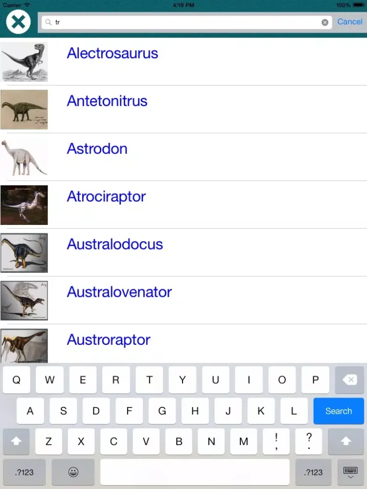 Capturas de tela do Dinosaur Dictionary - All Information About A-Z Dino Races iPad 