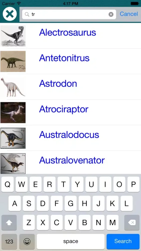 Capturas de tela do Dinosaur Dictionary - All Information About A-Z Dino Races