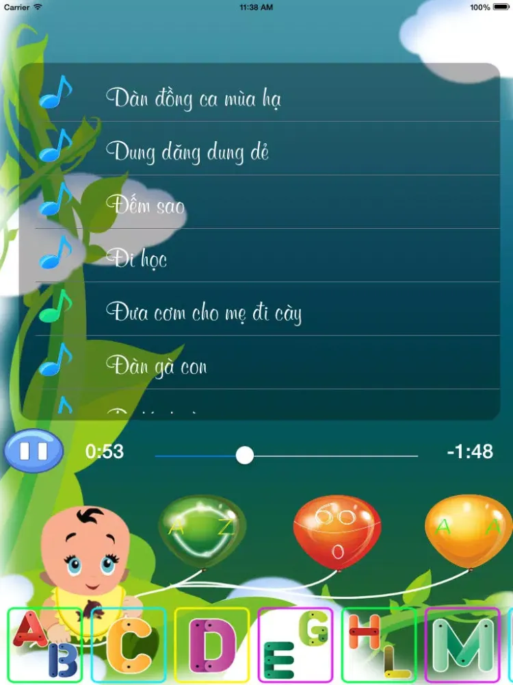 Captures d'écran de Nhạc Cho Bé - Tuyển Tập Những Bài Hát Thiếu Nhi Việt Nam Hay Nhất ( The Best Of Vietnamese Kid Songs ) iPad 