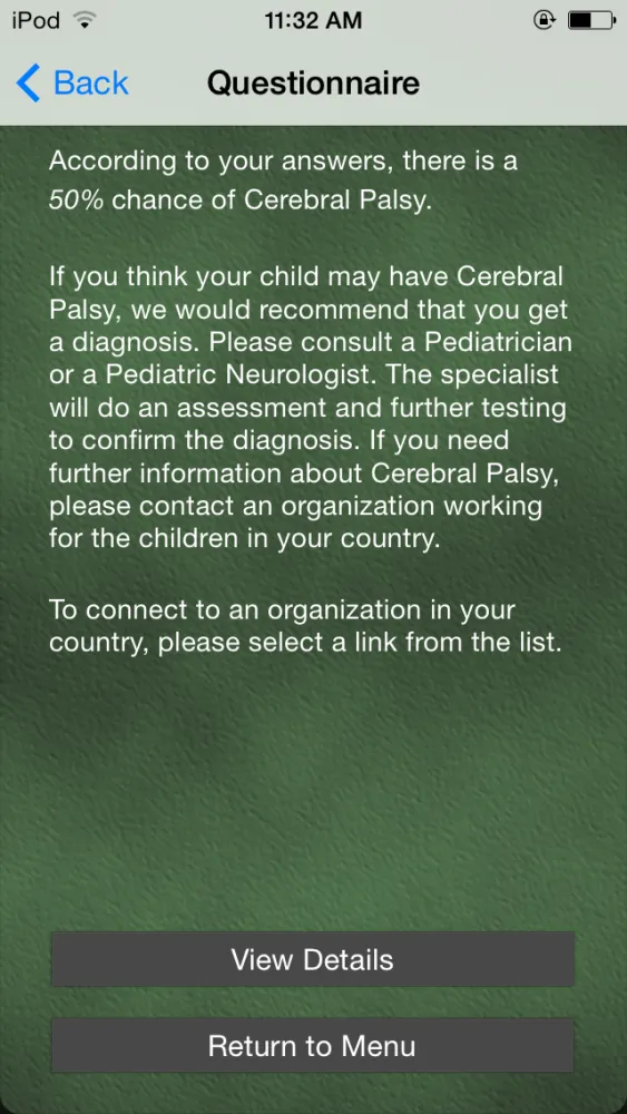 Zrzuty ekranu Cerebral Palsy