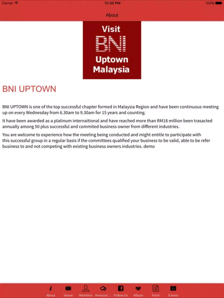 BNI Uptown iPad  スクリーンショット