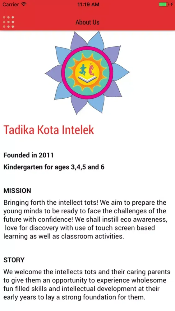 Tangkapan layar Tadika Kota Intelek